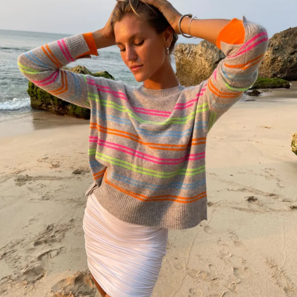 Cute Stripe Sweater / Grey Multi Stripes