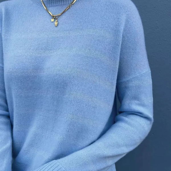 Metallic Stripe Sweater / Baby Blue