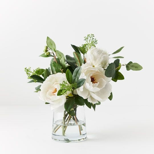 Peony Mix In Vase / White