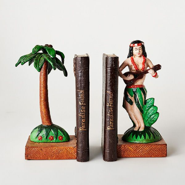 Hula Girl & Palm Tree Bookends Home Goods Hardware