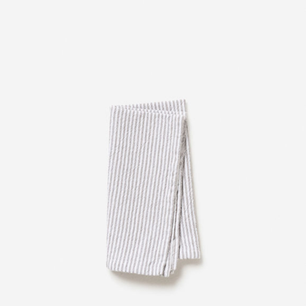 Striped Washed Cotton Napkin / Grey