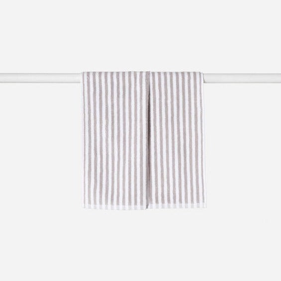 Wide Stripe Hand Towel / Grey & White