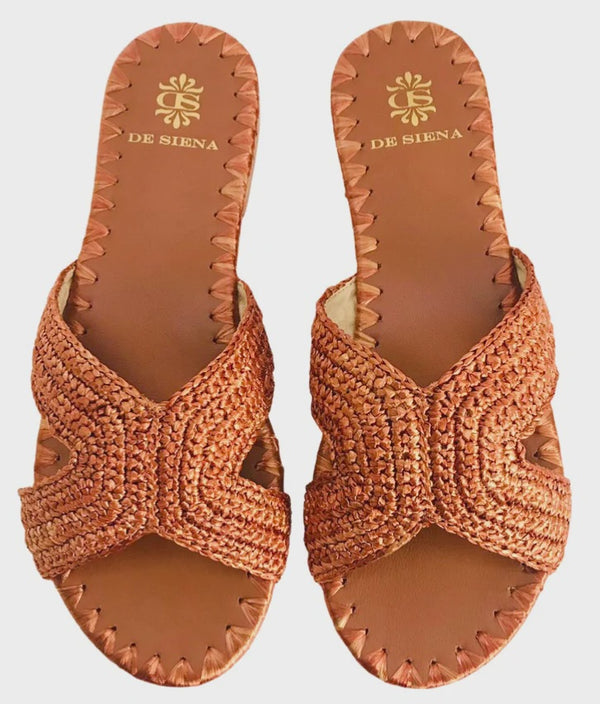 Zinia Raffia Slides / Palo Santo