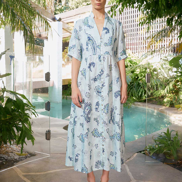 Tilda Woodstock Ankle Dress / Ocean