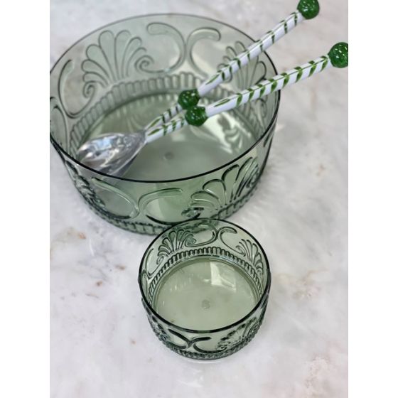 Acrylic Scollop Salad Bowl  / Sage Green