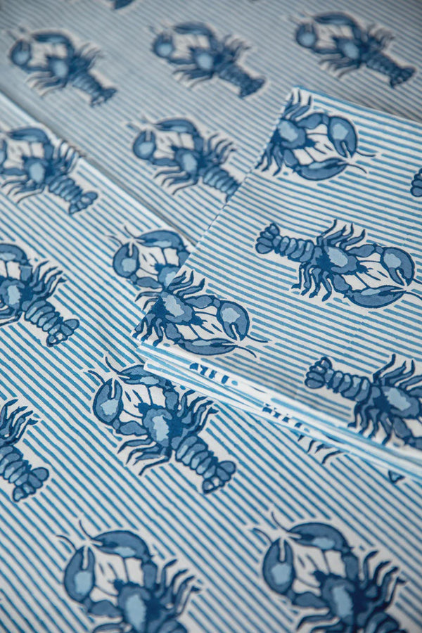 Lobster Stripe Tablecloth / Blues