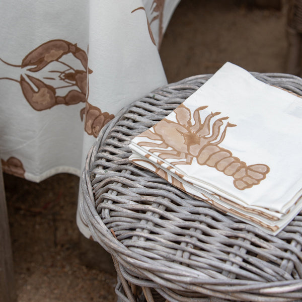 Big Lobster Napkin Set 4 / White + Coco