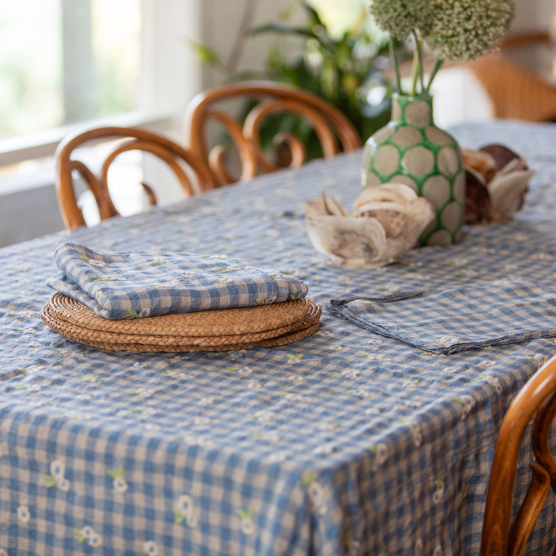 Lee Gingham 8 Seater Tablecloth / Dusty Blue