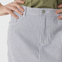 Stripe Knee Length Skirt / Navy + White