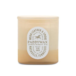Vista Glass Candle Tan 12oz / Worn Leather + Smoke