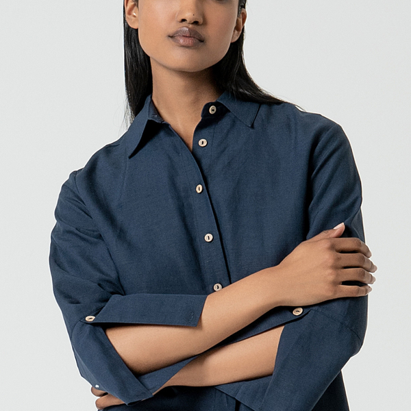 3/4 Sleeve Shirt / Navy