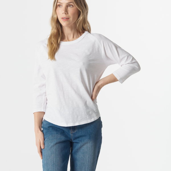 3/4 Raglan Sleeve Tee / White