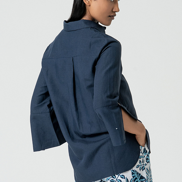 3/4 Sleeve Shirt / Navy