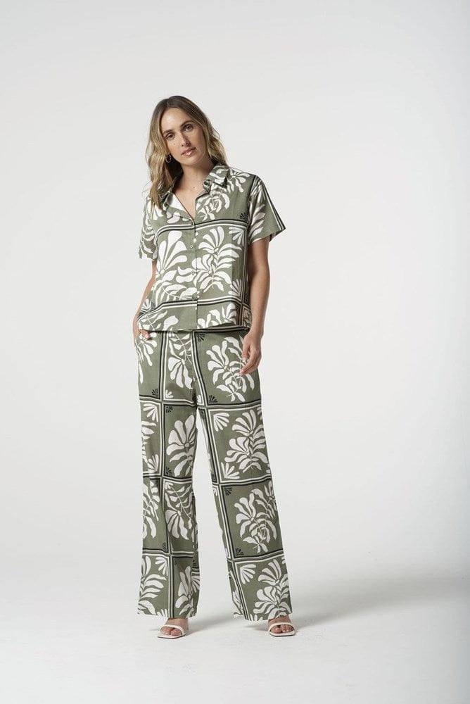 Soft Button Through Blouse / Sage Green