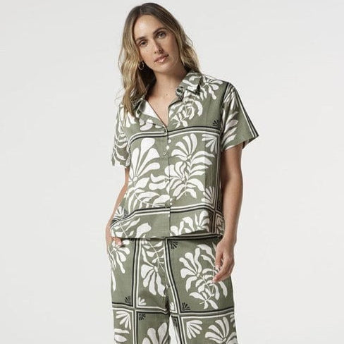 Soft Button Through Blouse / Sage Green