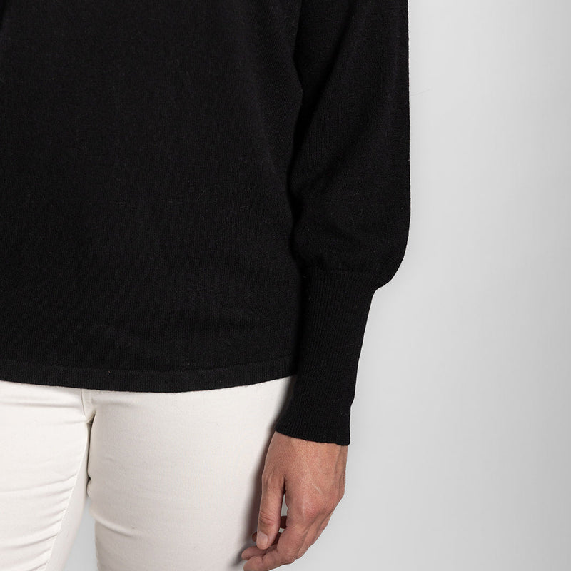 Bell Sleeve Crew Jumper / Black