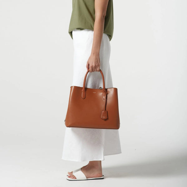 Bias Cut Linen Side Split Skirt / White