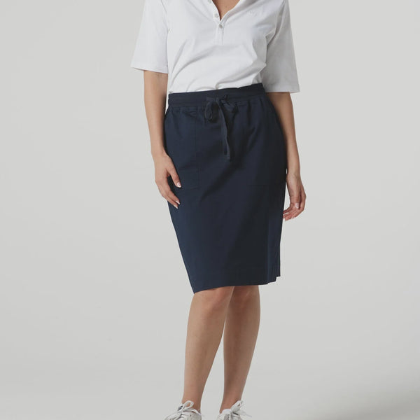 Rib Waistband Knee Length Skirt / Dark Navy