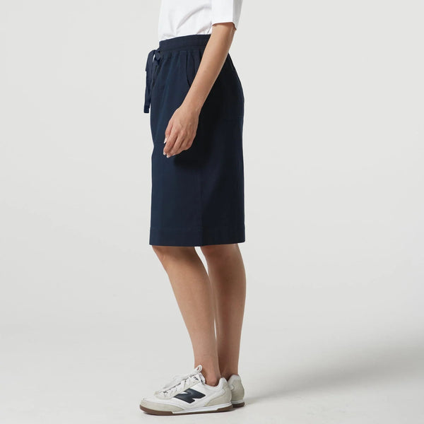 Rib Waistband Knee Length Skirt / Dark Navy