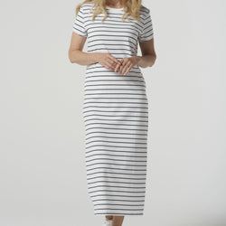 Stripe Tee Dress / White + Navy