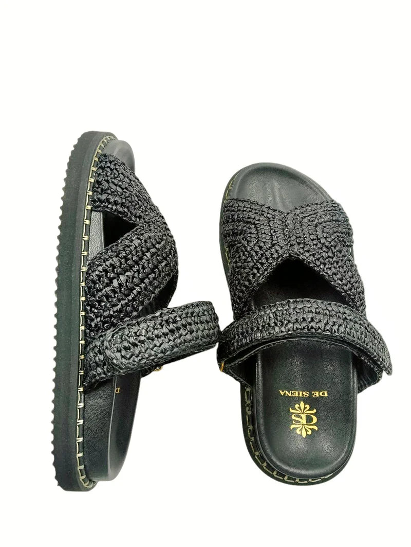 Zoey Raffia Slide / Black