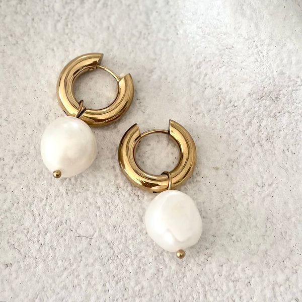 Lulu Pearl Drop Hoops