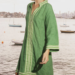 Allegra Linen Dress / Emerald