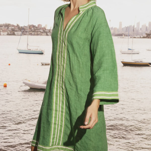 Allegra Linen Dress / Emerald