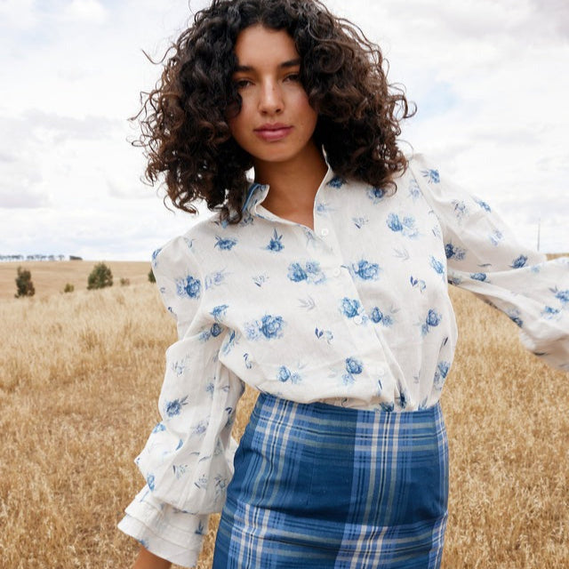 Lucinda Blouse / Cerulean Peony