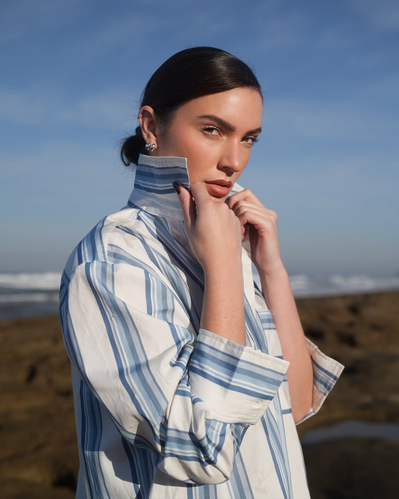 Buddy Shirt / Cerulean + Antique Stripe