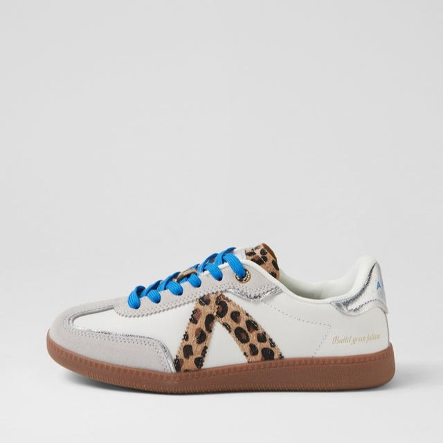 Elite Sneaker / White + Leopard + Blue