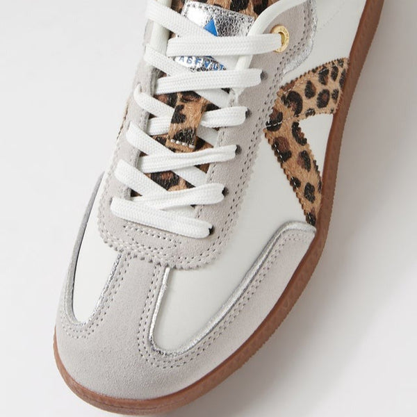 Elite Sneaker / White + Leopard + Blue