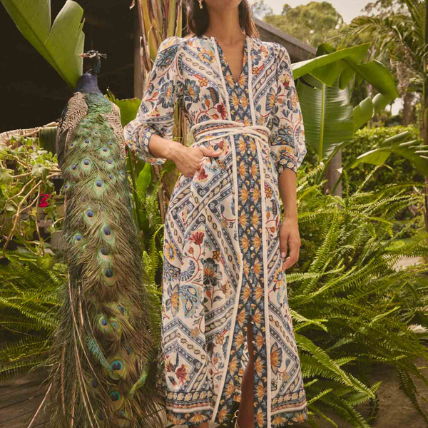 Alexis Contrast Trim Midi Dress / Petinos Floros