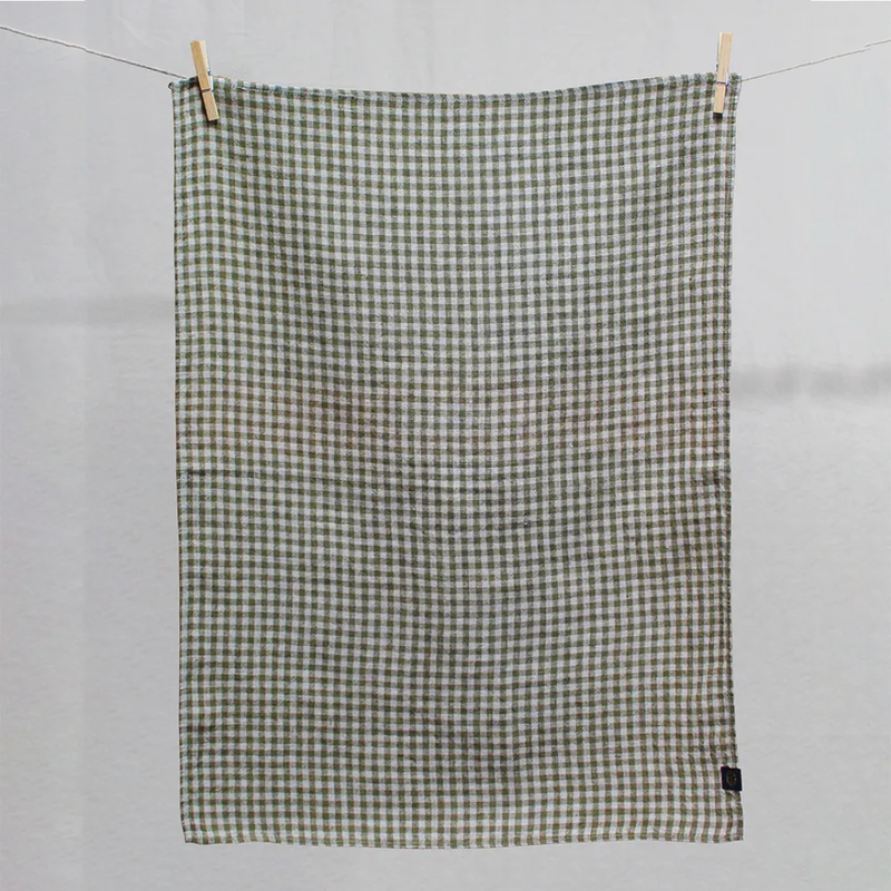 Ana Gingham Tea Towel / Khaki