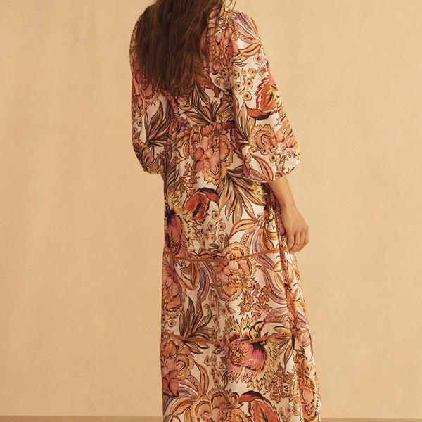 Bel Fiore Blousson Tiered Midi Dress