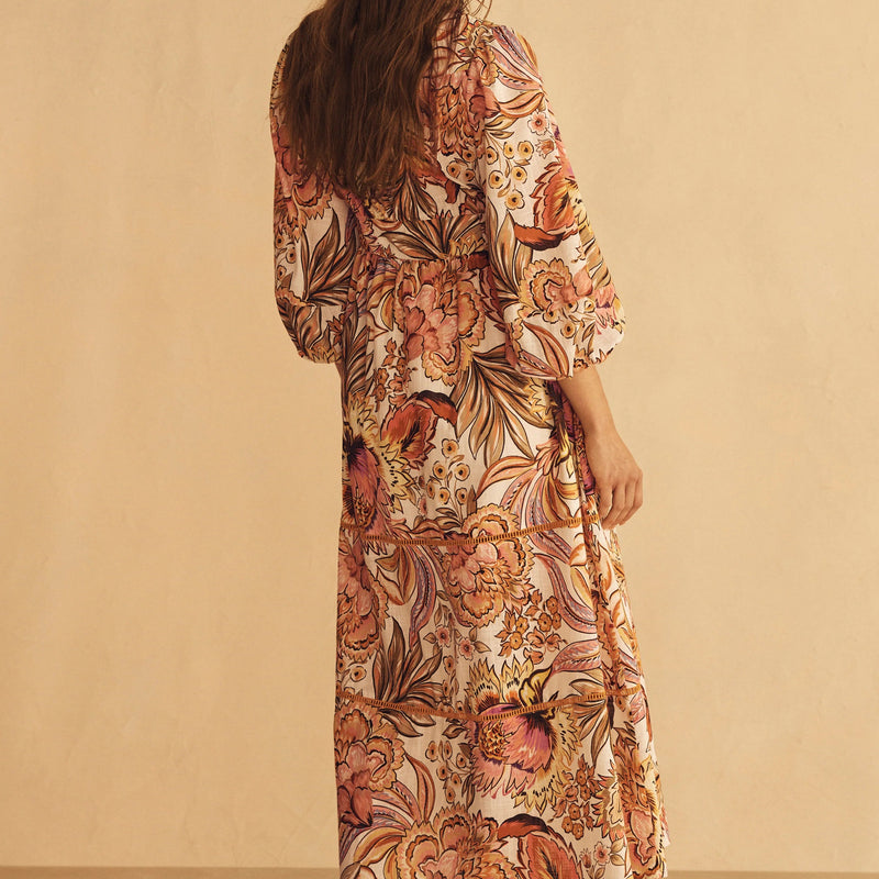 Bel Fiore Blousson Tiered Midi Dress