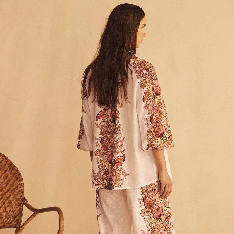 Bel Fiore Trellis Scallop Billow Sleeve Blouse