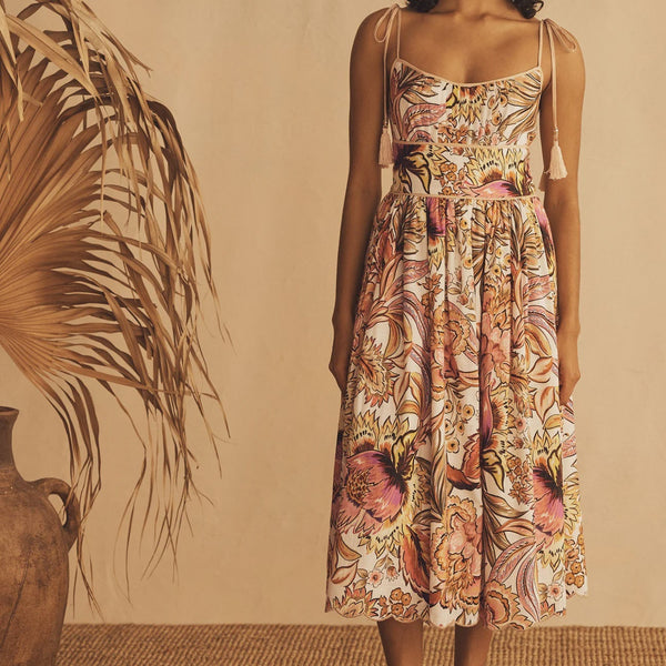 Bel Fiore Tie Shoulder Midi Dress