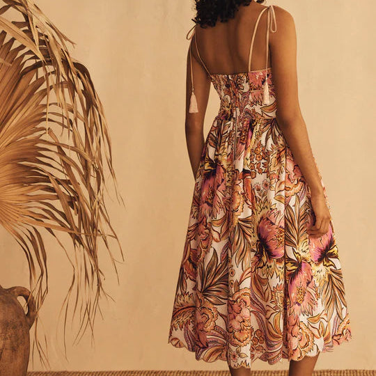 Bel Fiore Tie Shoulder Midi Dress