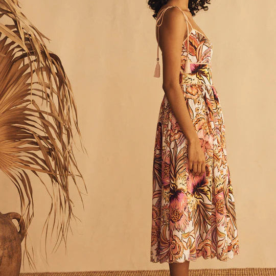 Bel Fiore Tie Shoulder Midi Dress