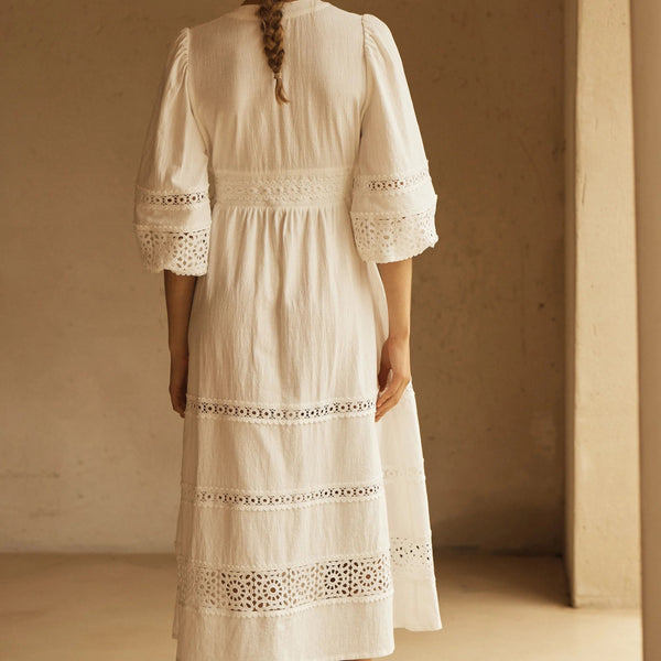 Bianca Lace Midi Dress / White