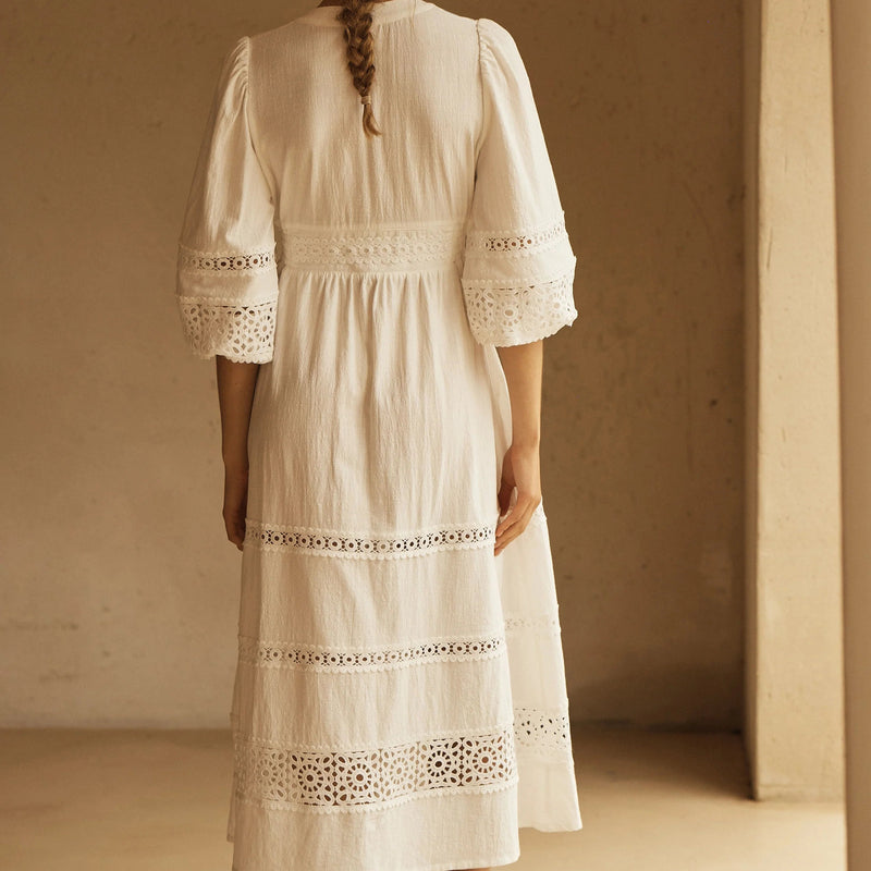 Bianca Lace Midi Dress / White