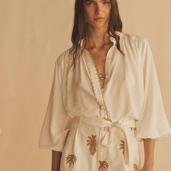 Bianca Scallop Billow Sleeve Blouse