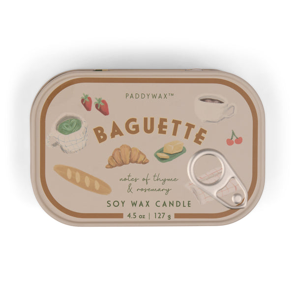 Bistro Printed Tin Candle Baguette - Thyme & Rosemary
