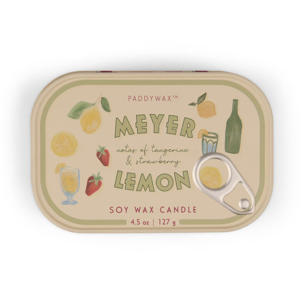 Bistro Print Tin Candle / Meyer Lemon
