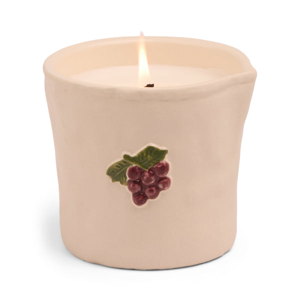 Embossed Ceramic Candle / Bordeaux Grapes