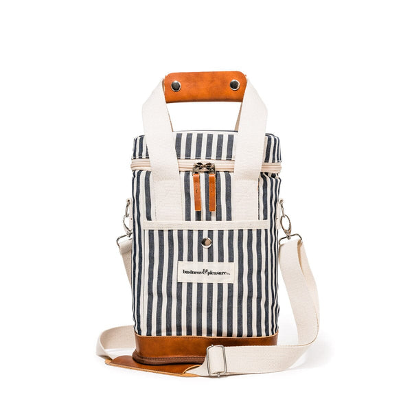 Wine Cooler Tote Bag / Laurens Navy Stripe