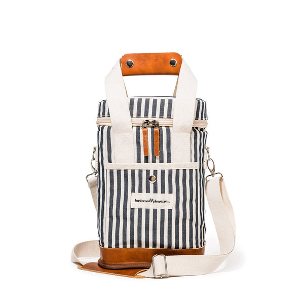 Wine Cooler Tote Bag / Laurens Navy Stripe