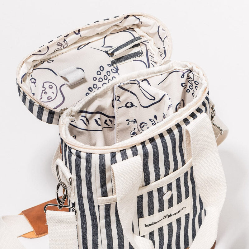 Wine Cooler Tote Bag / Laurens Navy Stripe