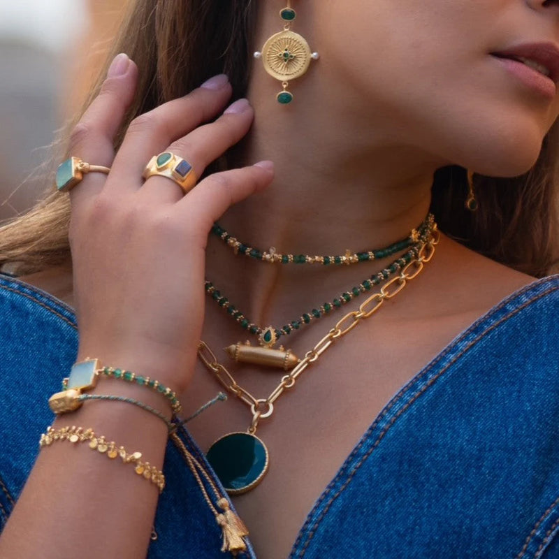 Mahal Plain Chain disc Bracelet / Gold Plate